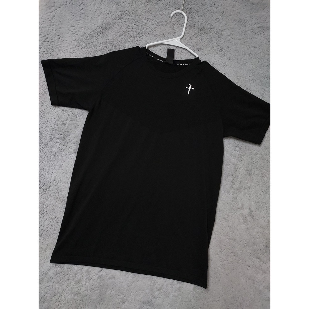 Three Nails Shirt Mens Small Athletic Gym Training Activewear Black Jersey S